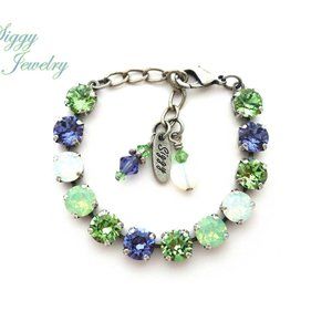 Swarovski Purple White and Green Tennis Bracelet